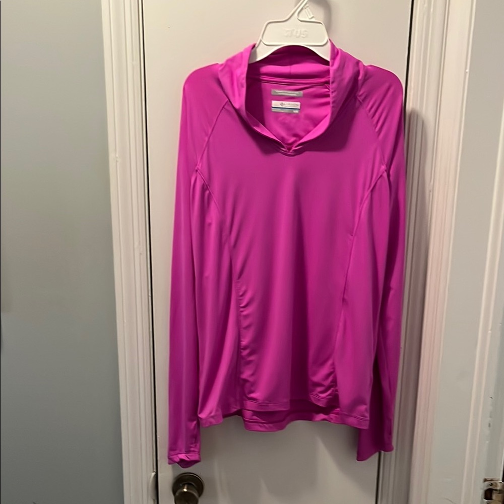 Pink Long Sleeve Polo Sweatshirt Relaxed Fit